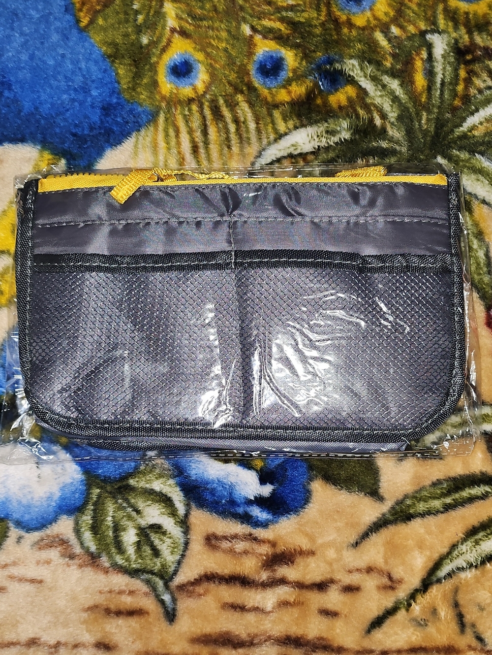 Black Toiletry Travel Organizer Pouch with Yellow Zipper